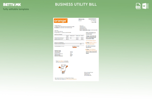 Модерен стил Orange Poland шаблон за деловна сметка за комунални услуги